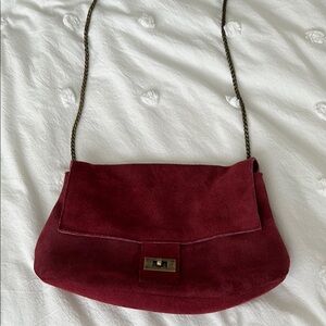 Free People Burgundy Suede Shoulder Bag